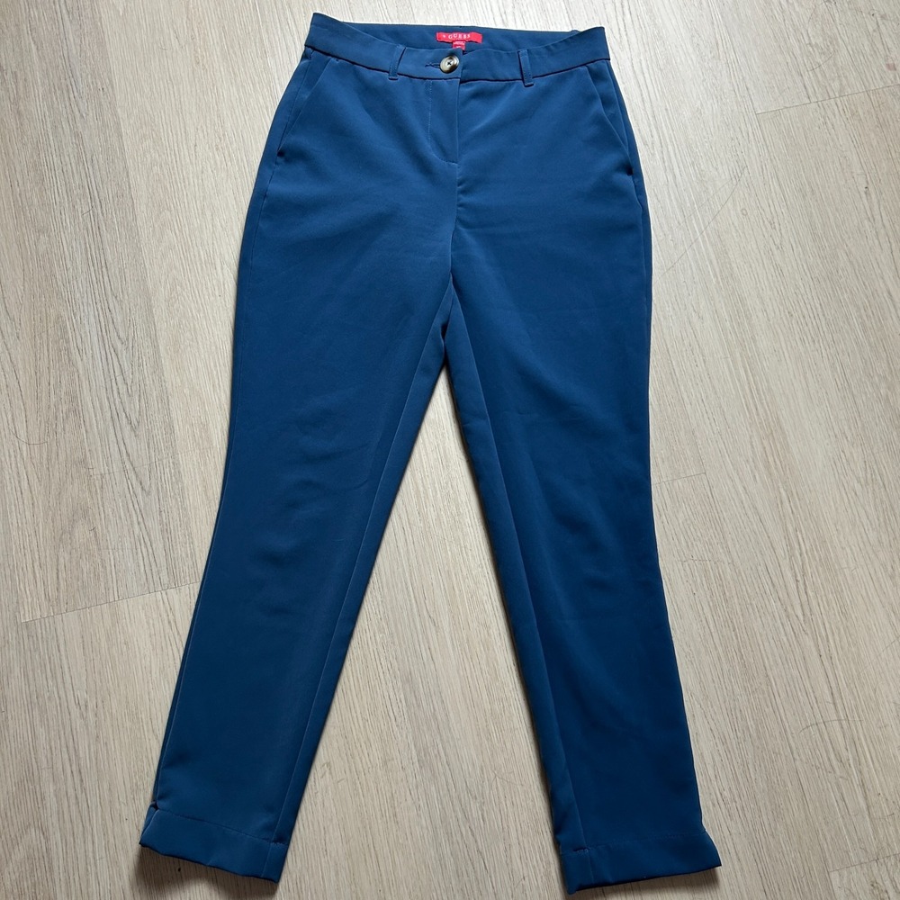 Guess Los Angeles Womens Extra Small XS Teal Blue Ankle Trousers Dress Pants